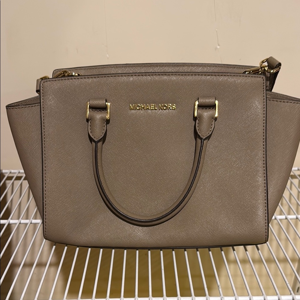 Michael Kors Tan Satchel with Gold Hardware